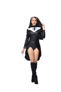 Disfraz Sexy de monja para mujer, disfraz de monja traviesa de piel sintética, disfraces de disfraces para fiesta de Halloween, disfraz de Cosplay DE LA Virgen María - Product Image 3