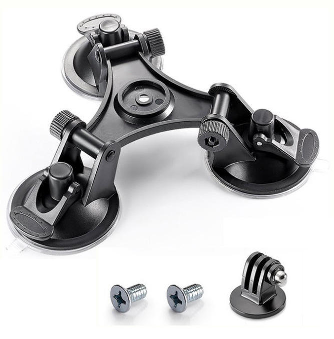 Triple Suction Cup Car Mount Kit Quick Release Outside Windshield Magic Arm Camera Mount with Action Camera Adapter