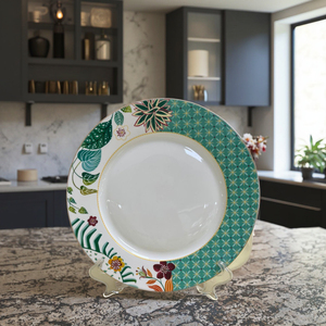 Siberian Tiger <strong>Stitching</strong> and Contrasting Colors Porcelain <strong>Plate</strong> 10.5 Inches 8.5 Inches 7.5 Inches White Dinnerware - Product Image 4