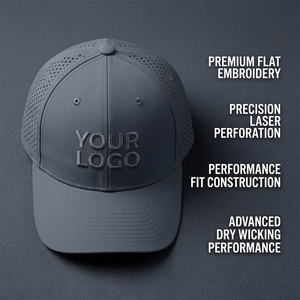 Gorra de Béisbol de Alto Rendimiento con Parche de Cuero con Logotipo Personalizado SHINY, con Tecnología de Secado Rápido Perforada con Láser para Golf - Product Image 3