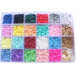 Factory price direct sale 24 grid soft ceramic beads thin box color round Bohemia wind accessories shell 6mm