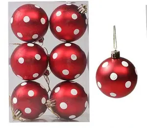 Outstanding Quality Decoration Supplies 8cm Christmas Tree Hanging Pendant Red Christmas Ball With White Dot