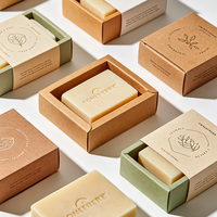 Boîtes rigides écologiques personnalisées imprimées avec gaufrage pour produits de soin et savons, en carton recyclable, avec logo et poignée personnalisés