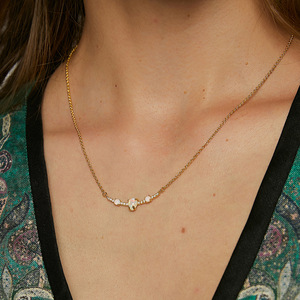 New Design Bohemia <b>Opal</b> Charm Necklace 18K Gold Plated Link Chain Fashion Brass Claw Setting <b>Pendant</b> 20inches Unisex Anniversary - Product Image 1