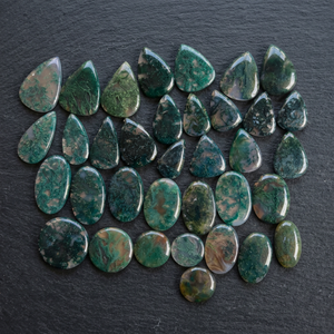 MAHNAJ GEMS Ágata Musgosa Natural, Piedras Preciosas Sueltas Pulimentadas, Formas Mixtas, Corte Cojín Ovalado para Fabricación de Joyas al por Mayor - Product Image 1