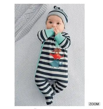 Groothandel Verkoop Unisex Biologische Katoenen Pyjama Romper Met Nieuw Model Baby Boys