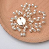 Bros Pin Desain Bunga dari Paduan Mutiara Vintage Berkualitas Tinggi Perhiasan Mewah Unisex untuk Pesta Pernikahan Hadiah Pertunangan.