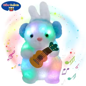 Светящиеся гитары 12 дюймов Пасхальный светящийся Кролик Плюшевая Игрушка Мягкий Кролик Держатель Гитара кровать ночник день рождения для малышей Дети