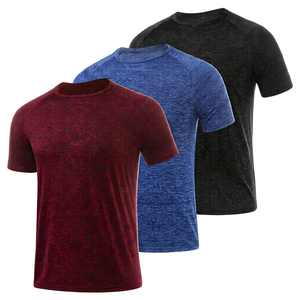 Ullnoy Lot de 3 T-shirts Homme Coupe Classique Séchage Rapide Respirant Anti-Transpiration Tissu Jersey Manches Courtes Design Uni Sportif Noir/Noir Foncé - Product Image 1
