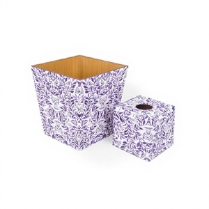 Fabulous Design Wooden Waste Bin With Napkin Holder Deluxe Quality Purple Color Dust Bin For Home And Office Use - Product Image 1