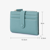 Dompet wanita pola Lychee Mini pendek dengan Slot kartu Multi RFID tempat kartu Anti Maling dompet koin Cartera Para Mujer