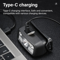 Promotion Lampe frontale LED rechargeable XPE rouge haute luminosité avec capteur, 8 modes de luminosité réglables