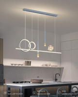 Lámpara Colgante LED Lineal Moderna de Lujo, Anillo Creativo en Negro y Dorado para Comedor, Restaurante, Apartamento, Interior