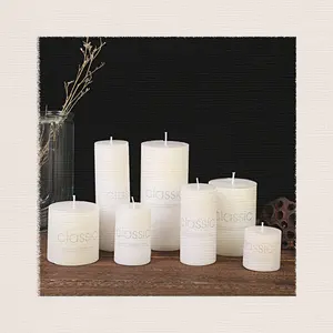 7*7cm Soy Wax Custom Making Novelty Supplies Luxury Decor Ribbed Candles Tall Pillar Aesthetic Unique Warmer Scented Candle