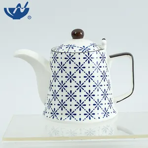 Factory Price Stoneware Blue Ceramic Teapot Japanese Style Porcelain Tea Pot