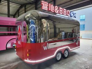 Retro High Quality Mobile Food Truck Trailer Hot Dog Pizza Burger Bbq Doner Kebab Aluminum Trailer Food for Sale - Product Image 5