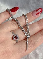 Collier de couple en acier inoxydable pour la Saint-Valentin 2025, ensemble collier promesse Cœur et Épée - Bijoux de couple