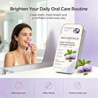 Comprimés blanchissants pour les dents Purple Teeth Whitening Tablets 2026, nouveaux comprimés professionnels pour la restauration dentaire, sans alcool ni peroxyde, saveur menthe fraîche