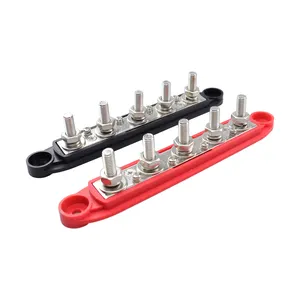 Red Black Set M8 300A Bus Bar 5 Studs Power Distribution Terminal Block For RV Yacht