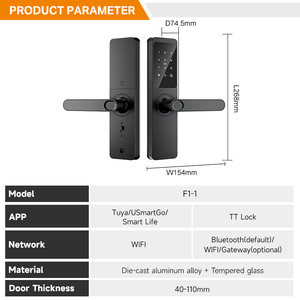 กุญแจล็อคประตูอัจฉริยะ Tuya/TTlock F1-<span class=keywords><strong>1</strong></span> แบบไร้กุญแจ สแกนลายนิ้วมือ สำหรับ<span class=keywords><strong>ป</strong></span>ระตูไม้และอลูมิเนียม ระดับ C เชื่อมต่อ Wi-Fi/ระบบเครือข่าย - Product Image 2