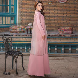 Ba5188 <span class=keywords><strong>Jupe</strong></span> <span class=keywords><strong>longue</strong></span> deux pièces <span class=keywords><strong>rose</strong></span> fleur de cerisier avec cardigan en diamant cousu à la main Robe pour femme du Moyen-Orient Dubaï - Product Image 4