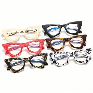 Lunettes de soleil œil de chat pour femmes, avec logo personnalisé, nouvelle mode, vintage, anti-lumière bleue, imprimé léopard transparent - Product Image 4