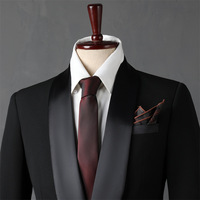 Jas Hitam Pria 3-Piece Slim Fit untuk Pernikahan, Kancing Depan, Blazer Bisnis, Jas Pengiring Pria XL Single Breasted, Veste Costume Homme