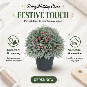 Plante artificielle de 20 cm en cèdre de Genève floqué avec baies <span class=keywords><strong>rouges</strong></span>, en pot, écologique, haute simulation, pour mariage, Thanksgiving, Noël - Product Image 5