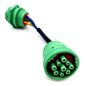 J1939 2型绿色插头到插座Obd2电缆ELD电缆全球定位系统跟踪器卡车电缆代码阅读器ISO9001 HD16-9-1939S-P080