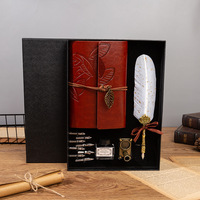Ensemble stylo plume calligraphique personnalisé avec logo, encre noire et carnet de notes d'affaires, coffret cadeau
