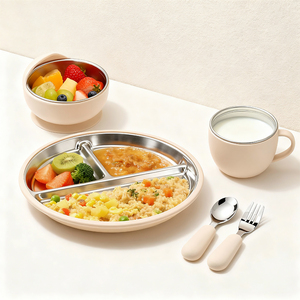 Ensemble de vaisselle pour tout-petits en acier inoxydable écologique incassable, 5 pièces, sans BPA, compatible lave-vaisselle, récipient alimentaire - Product Image 3