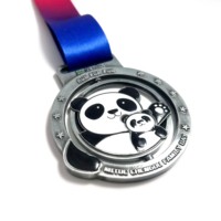 Médailles de sport personnalisées en métal pour marathon et triathlon, design panda, récompenses 3D, course à pied, couleur personnalisée, logo personnalisé