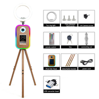 Cabina de Fotos Portátil con Marco de Madera para iPad, Soporte para Cámara DSLR, Kiosco de Selfies para Bodas, Fiestas y Eventos