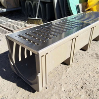 Caniveau de drainage extérieur en PVC pour salle de bain, gouttière en résine, drain linéaire préfabriqué en forme de U, couvercle en béton polymère EN1433