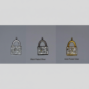 Sterling Silver Cubic Zirconia Lock Charms Sterling Silver CZ Charms Silver Charm Connectors - Product Image 1