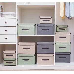Fabric Folding Storage Box Rectangle Lidded Foldable Portable Clothing Organizer Solid Color DZ 3 - Product Image 3