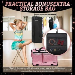 Échantillon gratuit : Porte-vêtements à roulettes pliable et très bien noté pour costumes de danse, sacs de voyage et sacs de danse à roulettes avec support - Product Image 3