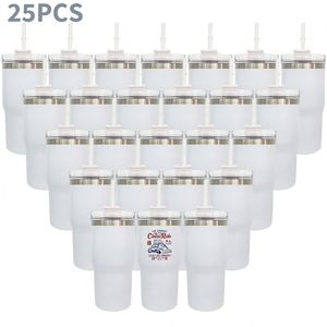 Lot de 25 gobelets isothermes à double paroi sous vide, blancs mats brillants, vierges pour sublimation, avec couvercle, pour presse à chaud - Entrepôt USA - Product Image 3