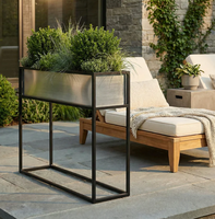Jardinière en acier galvanisé antirouille, pot de fleurs en acier inoxydable, grande et petite taille pour aménagement paysager de parcs municipaux.