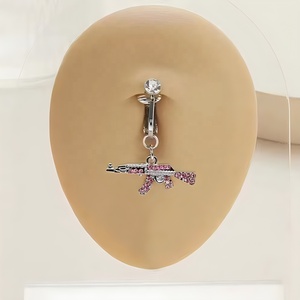 Mode couleur gemme balancent nombril anneau strass pistolet forme ventre anneau <span class=keywords><strong>faux</strong></span> <span class=keywords><strong>Piercing</strong></span> bijoux de corps - Product Image 4