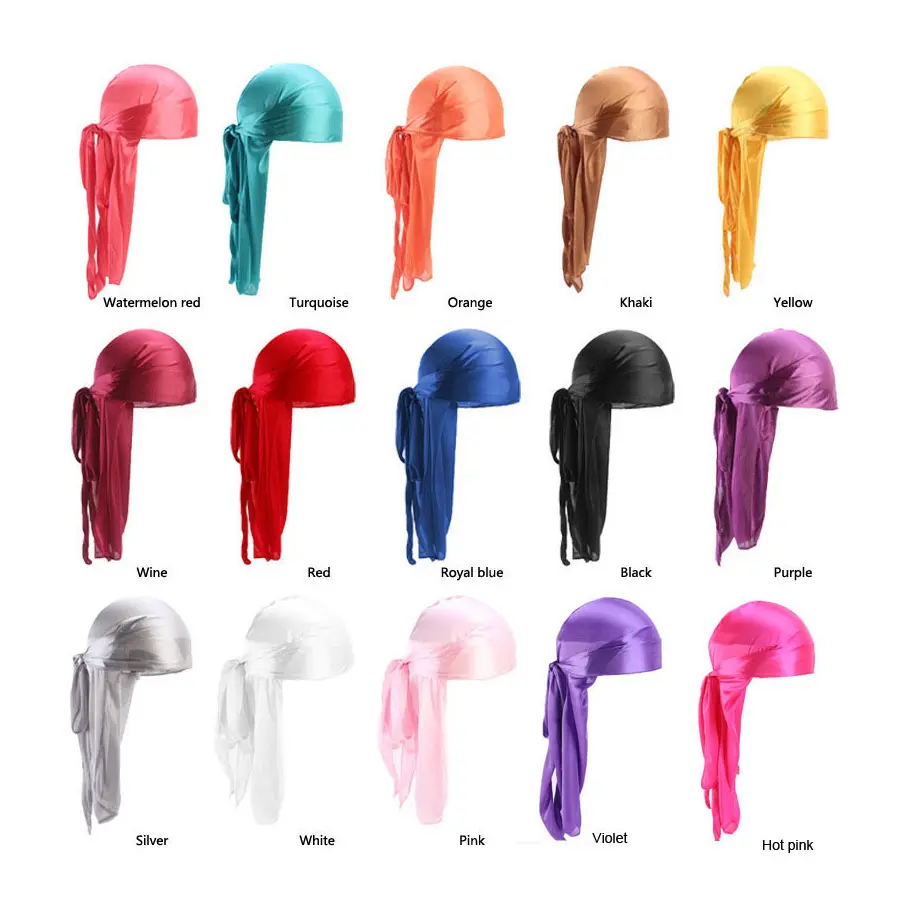 Durag en satin de soie à imprimé personnalisé, écharpe pour cheveux, chapeau de pirate pour hommes, enroulé, bandana, vente en gros, de styliste, collection