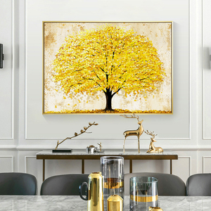 Tranh Hiện Đại Khách Sạn Tác Phẩm Nghệ Thuật Treo Tường Bức Tranh Cây Lá Vàng Trang Trí Tranh Sơn Dầu Thủ Công Trên Phong Cảnh Vải Bố - Product Image 2