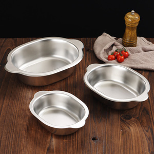 Stainless Steel Oval Bowl With Wide Handles For Hotel Meals And Party Use - Product Image 2