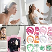 Headband Spons Awan Lima Buah dalam Kotak, Ikat Rambut, Ikat Pergelangan Tangan, Model Tinggi, Manis, Buatan Tangan, untuk Wanita, Cocok untuk Acara Santai