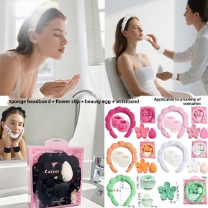 विस्फोटक बोल्ड पांच-पीस वॉश हेयरबैंड कलाई बैंड स्पंज क्लाउड हेडबैंड हाई क्रेनियल टॉप महिलाओं का मीठा हैंडमेड-आउट - Product Image 2