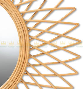 Handmade Modern Bohemian Natural <b>Rattan</b> Wall Accent Mirror Custom Shape Anniversary Decorations From Vietnam Home <b>Decor</b> - Product Image 3