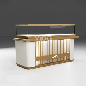 Guangzhou fabrika doğrudan satış paslanmaz çelik altın cam iç tasarım takı mağaza ve sayaç dükkanı için high end vitrin - Product Image 5