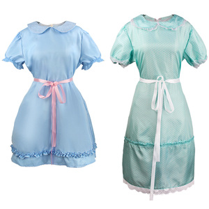 Disfraz de Cosplay de Fala para Niñas Gemelas, Vestido Azul Verde Brillante, Disfraz de Halloween, Disfraces de Películas y Televisión, Vestido de Manga Corta con Cuello de Volantes para Niñas - Product Image 1