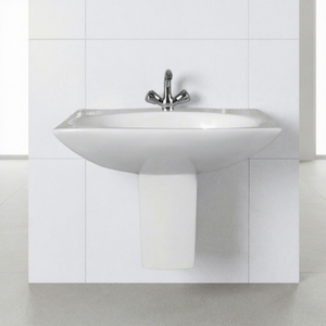 Eros Square Modern European Ceramic Half Pedestal Wash Basin Luxury <b>Wall</b> Mount Hospital Use India Export - Product Image 6