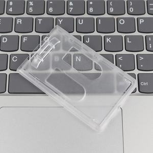 Protector de soporte de tarjeta de identificación de 2 tarjetas verticales transparentes duras con ranura para pulgar para enfermera de oficina y escuela - Product Image 6